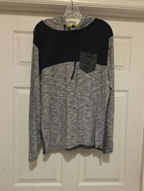 Divided Men's Black and Gray Colorblock Crewneck Hoodie